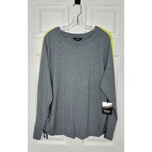 NEW Simply Vera Wang Gray Yellow Stripe top shirt sweatshirt sweater XXL 2XL 2X